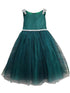 Petite Adele Little Girls Hunter Green Beaded Shoulder Crystal Belt Gown 2-6 - SophiasStyle.com