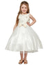 Petite Adele Girls Ivory 3D Flower Bodice Tulle Dress with Satin Bow, Sizes 2-12 - SophiasStyle.com