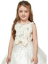 Petite Adele Girls Ivory 3D Flower Bodice Tulle Dress with Satin Bow, Sizes 2-12 - SophiasStyle.com