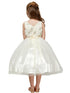 Petite Adele Girls Ivory 3D Flower Bodice Tulle Dress with Satin Bow, Sizes 2-12 - SophiasStyle.com