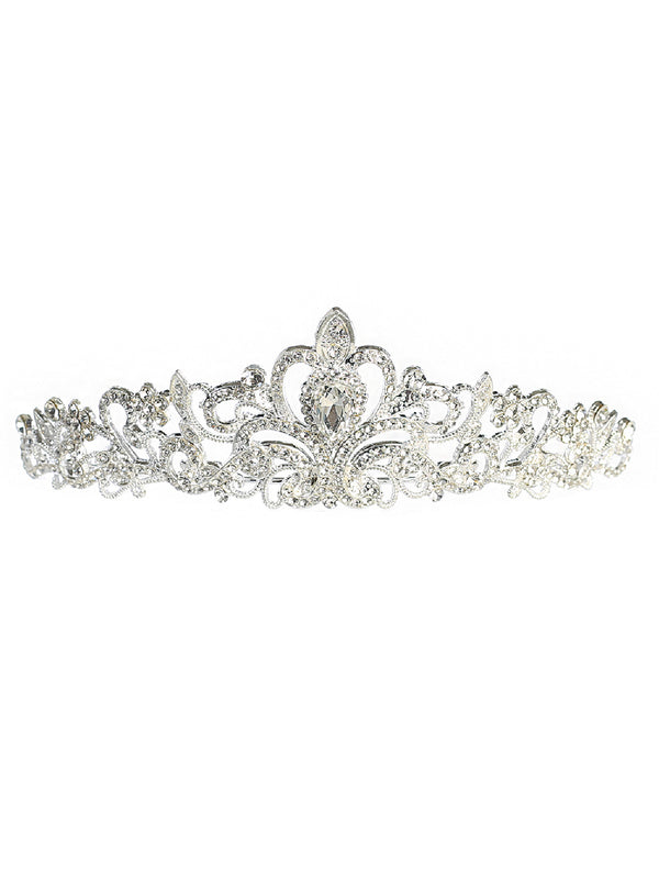 Tip Top Kids Girls Silver Rhinestone Sophisticated Wedding Pageant Tiara - SophiasStyle.com