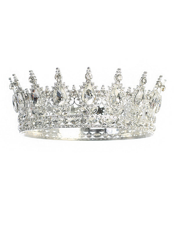 Tip Top Kids Girls Multi Color Oversized Crystal Royal Wedding Pageant Tiara - SophiasStyle.com