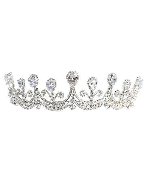 Tip Top Kids Girls Silver Crystal Adorned Princess Wedding Pageant Tiara - SophiasStyle.com