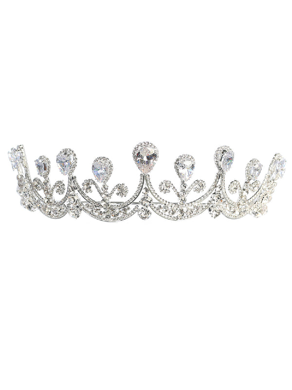 Tip Top Kids Girls Silver Crystal Adorned Princess Wedding Pageant Tiara - SophiasStyle.com