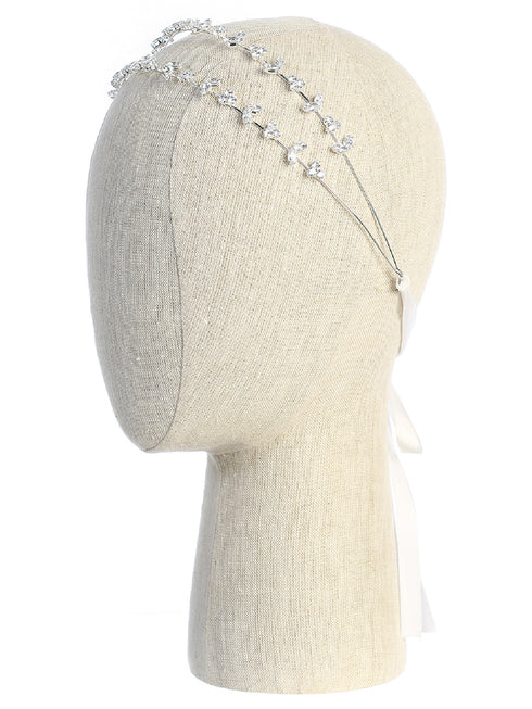 Tip Top Kids Girls White Various Shape Crystal Double String Headband - SophiasStyle.com