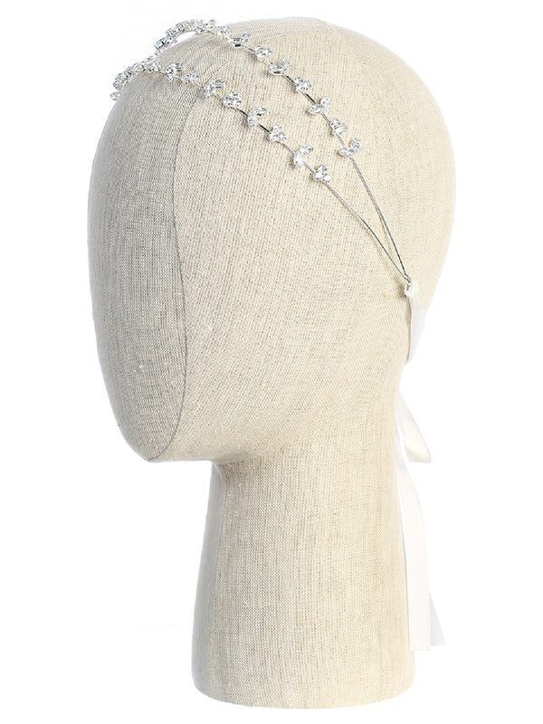 Tip Top Kids Girls White Various Shape Crystal Double String Headband - SophiasStyle.com