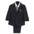 Baby Boys Dark Gray Jacket Vest Pocket Square Tie Shirt Pant 5 Pc Suit 6-24M - SophiasStyle.com