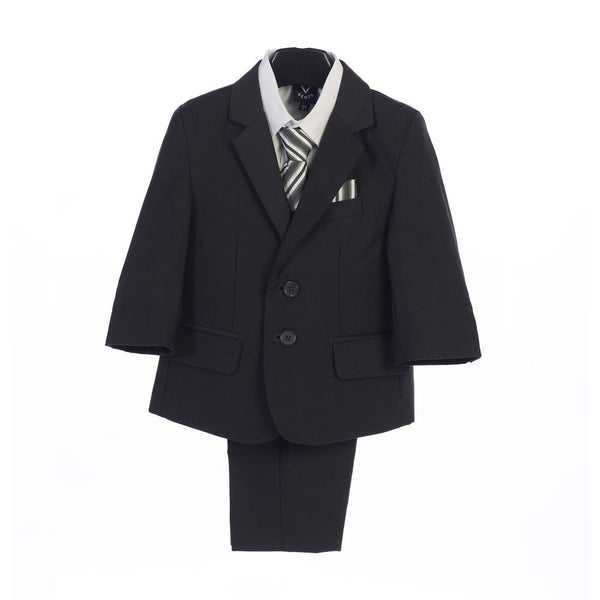 Baby Boys Dark Gray Jacket Vest Pocket Square Tie Shirt Pant 5 Pc Suit 6-24M - SophiasStyle.com