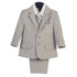 Boys Light Gray Jacket Vest  Pocket Square Tie Shirt Pant 5 Pc Suit 2T-7 - SophiasStyle.com