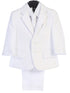 Lito Boys White Jacket Zipper Tie Pocket Square Shirt Pant 5 Pc Suit 12M-20H - SophiasStyle.com