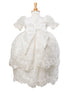 Rain Kids Baby Girls Ivory Puff Sleeve Headband 3 Pc Baptism Gown Set 6-12M - SophiasStyle.com