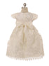 Rainkids Little Girls Ivory Floral Embroidered Bonnet Baptism Gown 2-3 - SophiasStyle.com