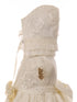 Rainkids Little Girls Ivory Floral Embroidered Bonnet Baptism Gown 2-3 - SophiasStyle.com