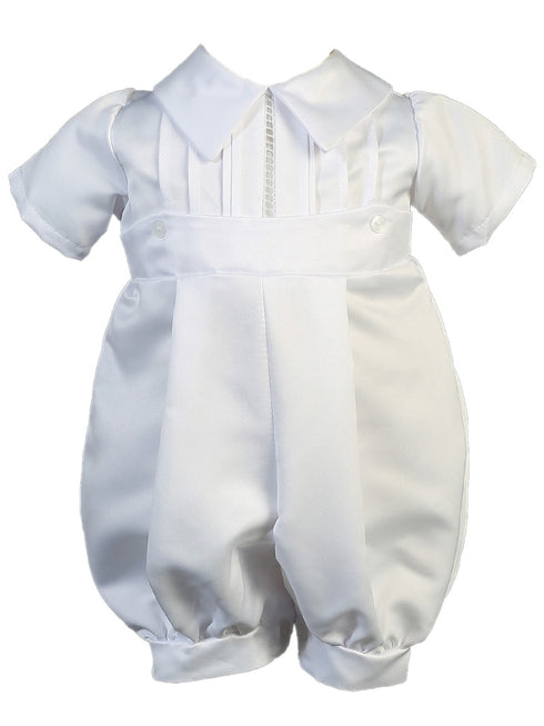 Baby Boys White Pin Tuck Short Sleeve Christening Outfit 3-24M - SophiasStyle.com