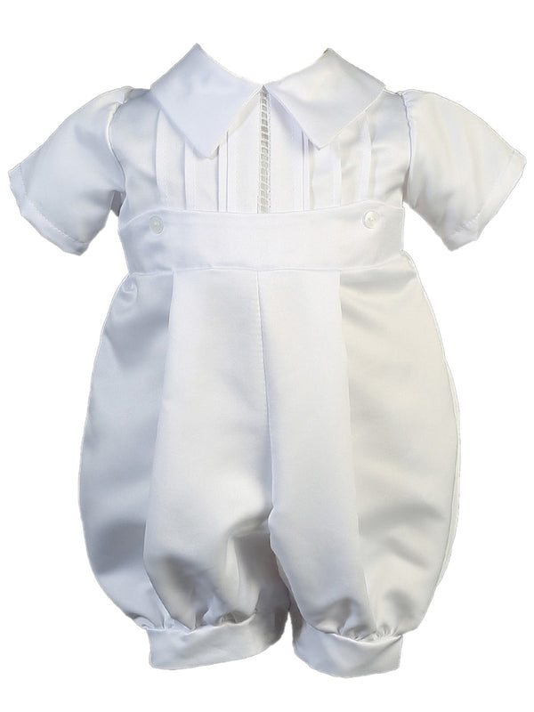 Baby Boys White Pin Tuck Short Sleeve Christening Outfit 3-24M - SophiasStyle.com