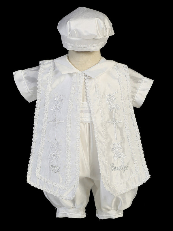 Baby Boys White Romper Hat "Bautizo" Estola Christening Baptism Outfit 3-24M - SophiasStyle.com