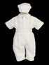 Baby Boys White Suspenders Stole Hat Linen Christening Baptism Outfit 3-24M - SophiasStyle.com
