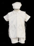 Baby Boys White Suspenders Stole Hat Linen Christening Baptism Outfit 3-24M - SophiasStyle.com