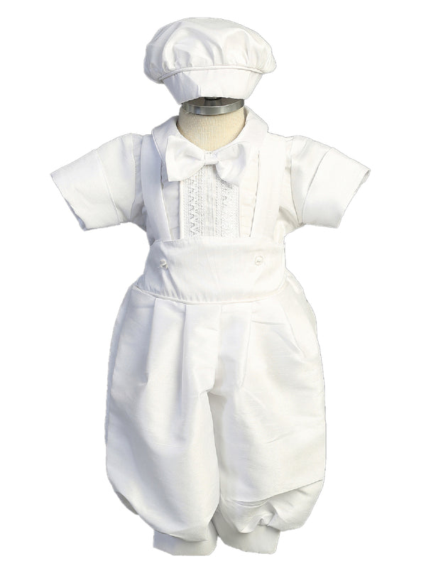Little Boys White Suspenders Bowtie Hat Christening Baptism Outfit Newborn-3 - SophiasStyle.com