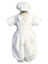 Little Boys White Suspenders Bowtie Hat Christening Baptism Outfit Newborn-3 - SophiasStyle.com