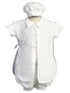 Boys White Pearl Embroidered Stole Hat Christening Baptism Outfit Newborn-3 - SophiasStyle.com
