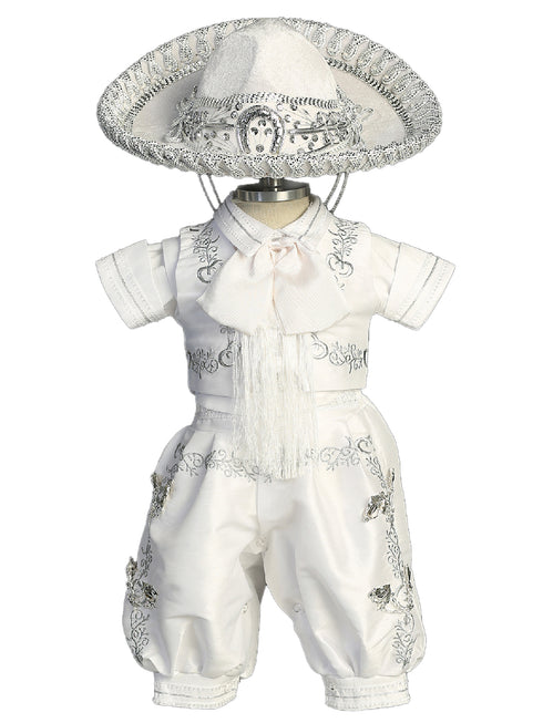 Tip Top Kids Little Boys White Virgin Mary Mini Charro Baptism Outfit Newborn-4 - SophiasStyle.com
