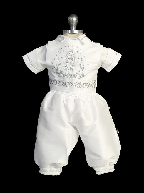 Tip Top Kids Little Boys White Virgin Mary Mini Charro Baptism Outfit Newborn-4 - SophiasStyle.com