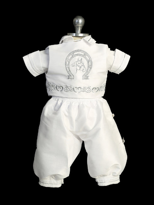 Tip Top Kids Little Boys White Horse Shoe Mini Charro Baptism Outfit Newborn-4 - SophiasStyle.com