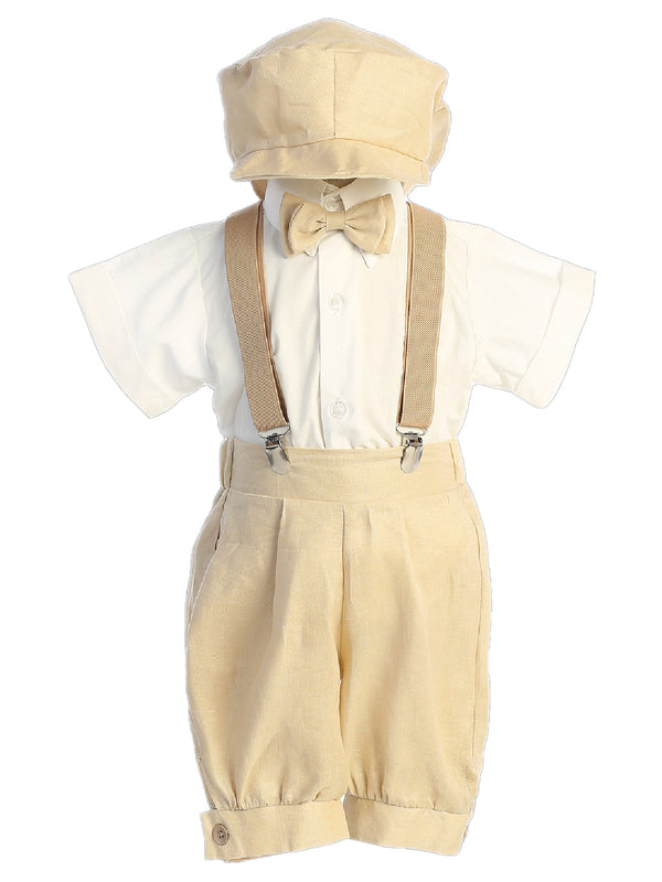 Baby Boys Champagne Suspender Shorts Baptism Outfit 6-24 Months - SophiasStyle.com