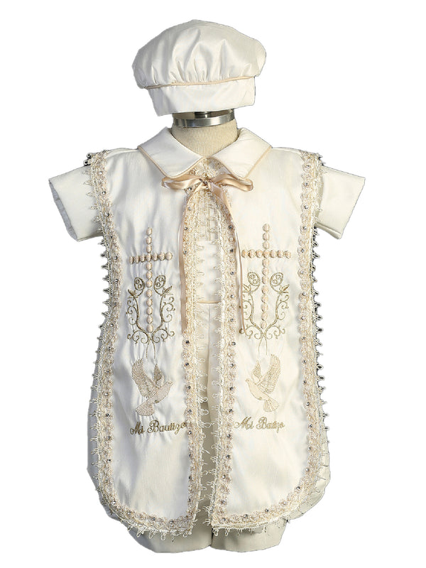 Little Boys Ivory Cross Dove Mi Bautizo Stole Baptism Outfit Newborn-3 - SophiasStyle.com