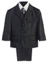 Little Boys Dark Grey Pin-Striped Jacket Vest Shirt Pant Tie Suit 2-7 - SophiasStyle.com
