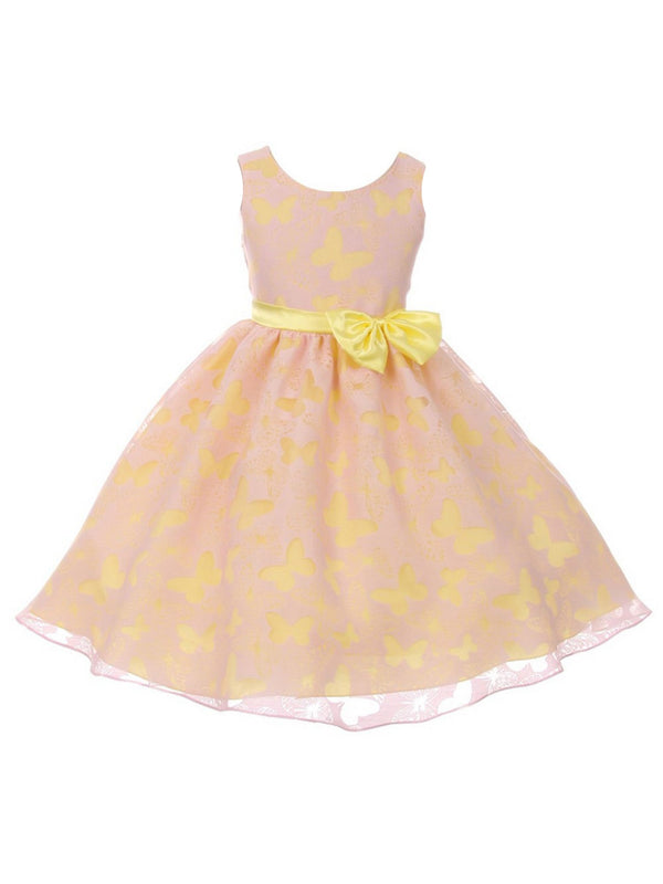 Big Girls Multi Color Butterfly Burnout Organza Plus Size Dress 14.5-20.5 - SophiasStyle.com