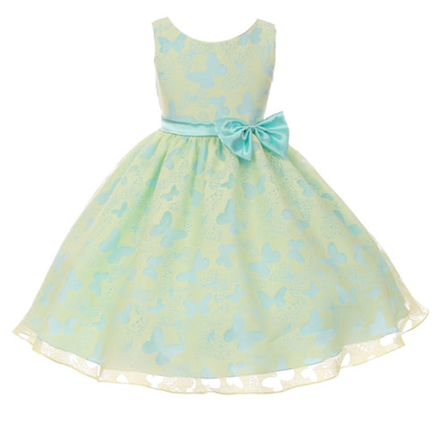 Kids Dream Little Girls Yellow Blue Butterfly Burnout Organza Easter Dress 2-6 - SophiasStyle.com
