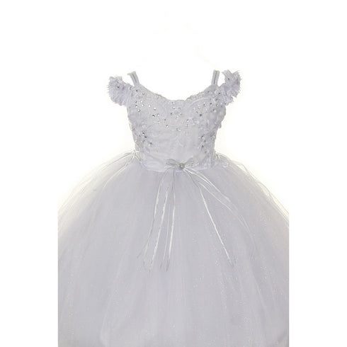 Rain Kids Baby Girls White Organza Tulle Baptism Cape Dress 6-12M - SophiasStyle.com