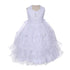 Rain Kids Little Girls White Ruffle Organza Headband Bolero Baptism Dress 3-5 - SophiasStyle.com