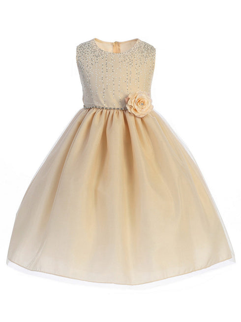 Crayon Kids Big Girls Champagne Glitter Junior Bridesmaid Easter Dress 7-12 - SophiasStyle.com