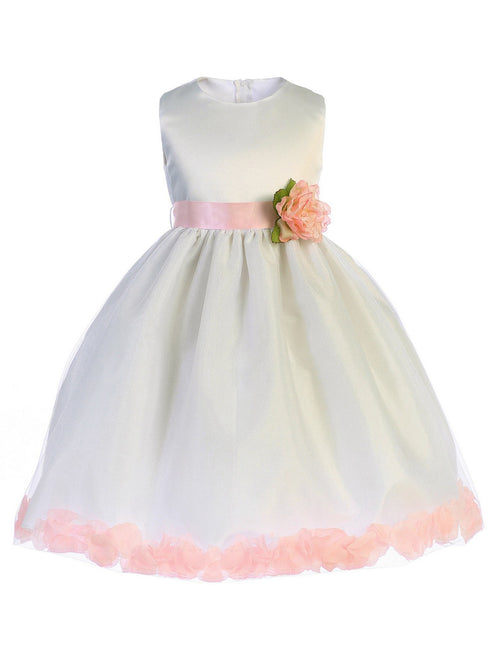 Just Kids Little Girls Ivory Pink Floating Petals Flower Girl Dress 2T-6 - SophiasStyle.com