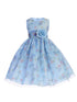 Crayon Kids Big Girls Blue Floral Print Easter Flower Girl Dress 7-10 - SophiasStyle.com