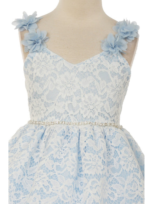 Crayon Kids Girls Multi Color Floral Appliques Lace Flower Girl Dress 2T-14 - SophiasStyle.com