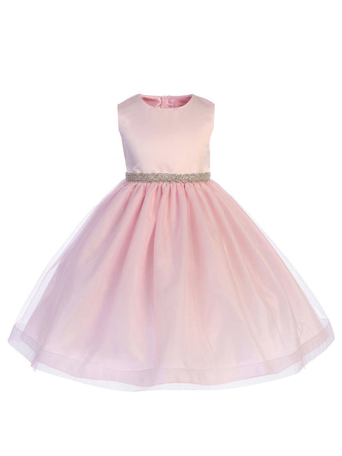 Just Kids Little Girls Pink Sparkle Trim Easter Flower Girl Dress 2T-6 - SophiasStyle.com