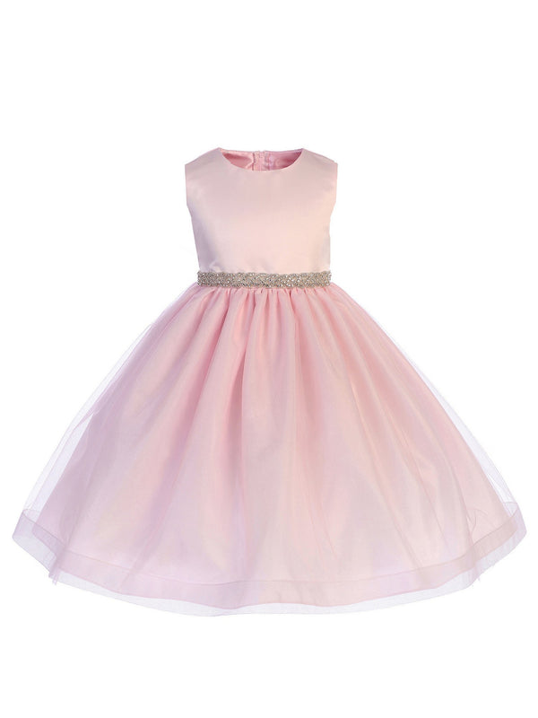 Just Kids Little Girls Pink Sparkle Trim Easter Flower Girl Dress 2T-6 - SophiasStyle.com