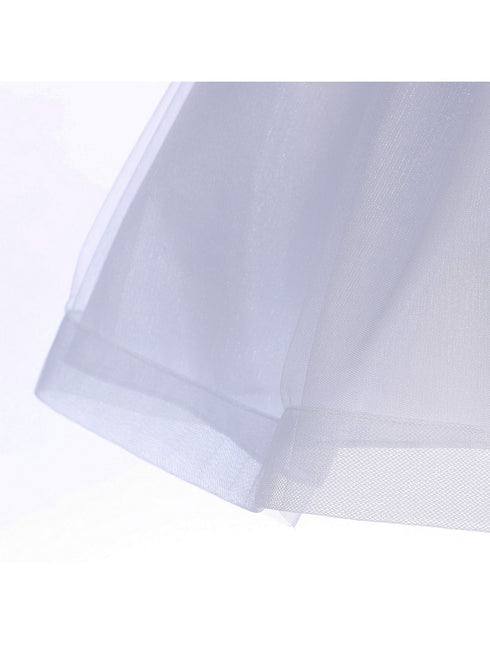 Crayon Kids Big Girls White Sparkle Trim Adorned Junior Bridesmaid Dress 7-12 - SophiasStyle.com