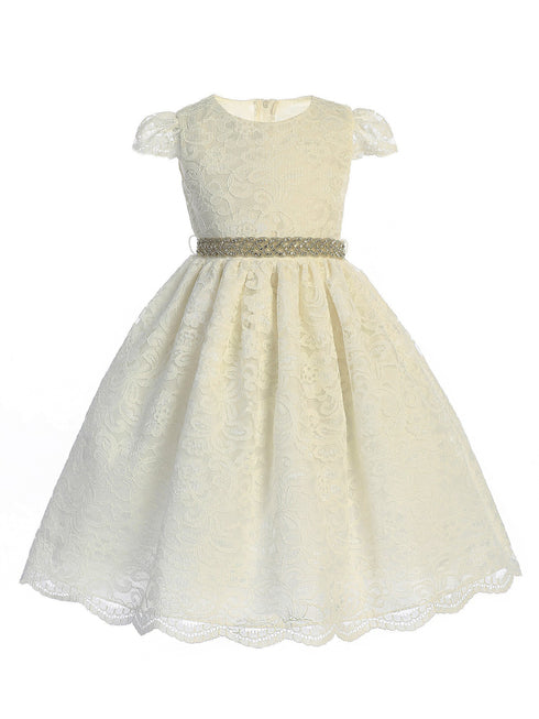 Crayon Kids Big Girls Ivory Rhinestone Lace Easter Junior Bridesmaid Dress 7-12 - SophiasStyle.com