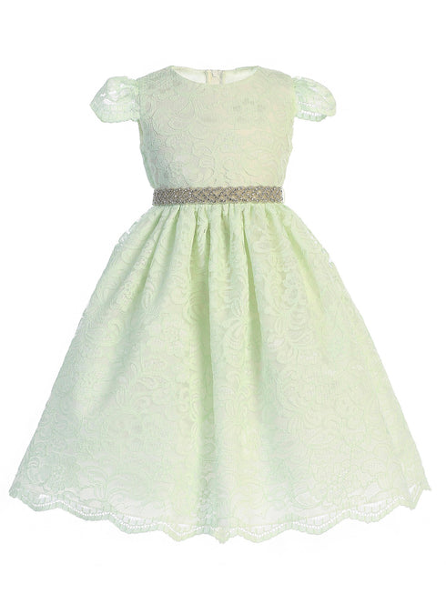 Crayon Kids Big Girls Mint Rhinestone Lace Easter Junior Bridesmaid Dress 7-12 - SophiasStyle.com