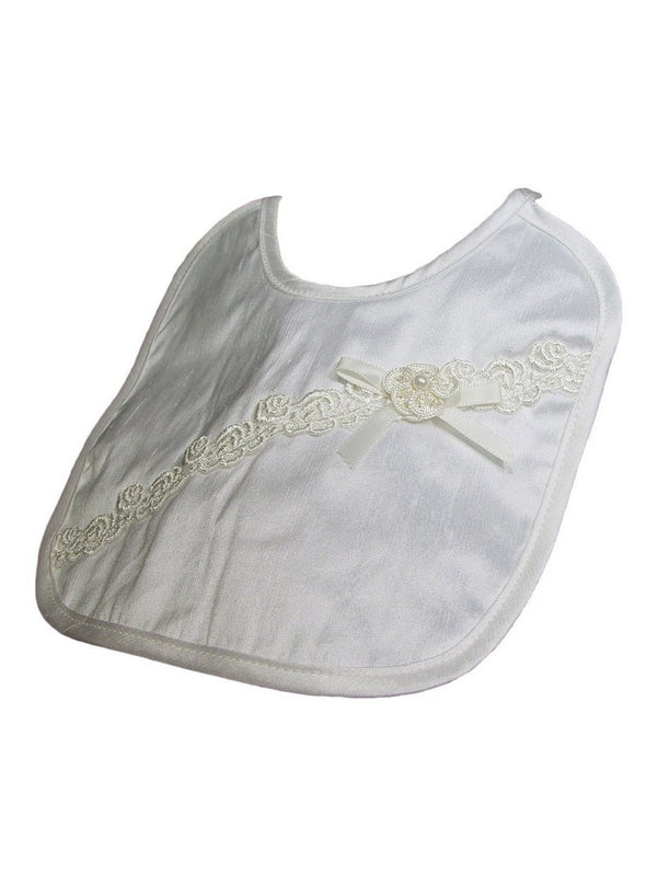 Little Things Mean A Lot Champagne Silk Dupioni Flower Bib - SophiasStyle.com
