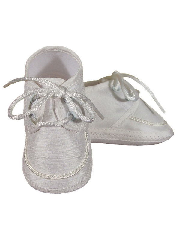 Baby Boys Champagne Silk Dupioni Braid Accent Christening Shoes 0-4 Baby - SophiasStyle.com