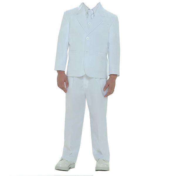 Big Boys White Single Breasted Jacket Vest Shirt Tie Pants 5 Pc Suit 8-20 - SophiasStyle.com