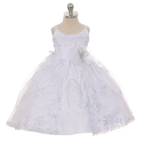 Rain Kids Baby Girls White Embroidered Organza Cape Bows Baptism Dress 6-24M - SophiasStyle.com