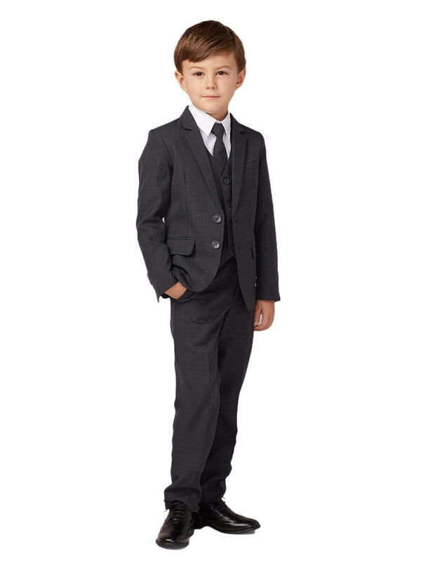 Tip Top Kids Little Boys Dark Gray Slim Fit Jacket Vest Pants Suit 2T-7 - SophiasStyle.com