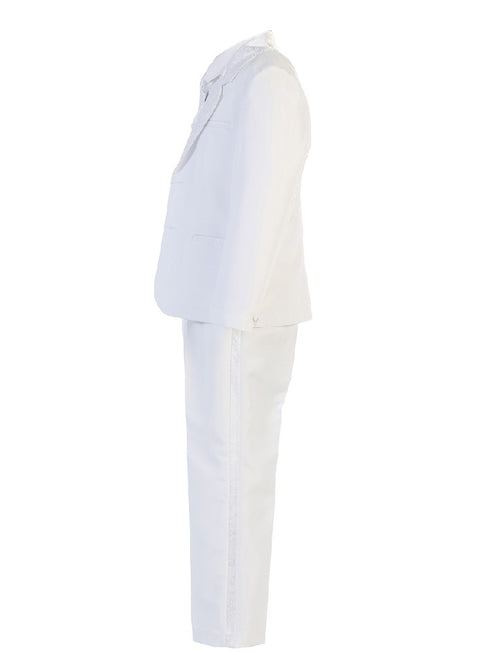 Baby Boys White Brocade Jacket Pants Vest Tie Shirt Suit 6-24M - SophiasStyle.com